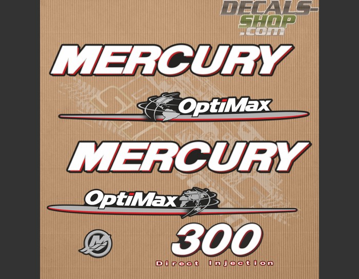 Mercury 300HP Optimax Direct Injection Outboard Decal Kit